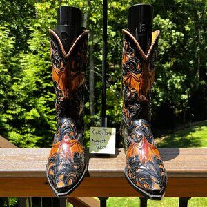 Famous Liberty Boot Co. Full Tooled Bats Cowboy Boots in size 11D